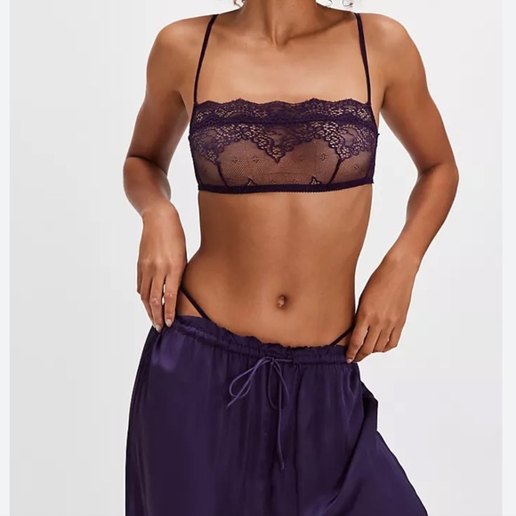 Only Hearts So Fine Scallop Lace Bralette Purple Heart Size L Sheer Lace NWT - Picture 4 of 10